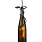 Meyda Lighting Personalized 5" Textured Black Thirsty Owl Mini Pendant Light With Amber Wine Bottle Shade Glass