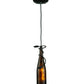 Meyda Lighting Personalized 5" Textured Black Thirsty Owl Mini Pendant Light With Amber Wine Bottle Shade Glass