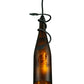 Meyda Lighting Personalized 5" Textured Black Thirsty Owl Mini Pendant Light With Amber Wine Bottle Shade Glass