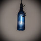 Meyda Lighting Personalized 5" Textured Black Thirsty Owl Mini Pendant Light With Blue Wine Bottle Shade Glass