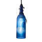 Meyda Lighting Personalized 5" Textured Black Thirsty Owl Mini Pendant Light With Blue Wine Bottle Shade Glass