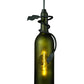 Meyda Lighting Personalized 5" Textured Black Thirsty Owl Mini Pendant Light With Green Wine Bottle Shade Glass