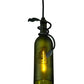 Meyda Lighting Personalized 5" Textured Black Thirsty Owl Mini Pendant Light With Green Wine Bottle Shade Glass