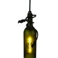 Meyda Lighting Personalized 5" Textured Black Thirsty Owl Mini Pendant Light With Green Wine Bottle Shade Glass
