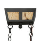 Meyda Lighting Personalized 50" 8-Light Wrought Iron Canoe Chandelier With Beige Textrene Shade
