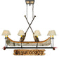 Meyda Lighting Personalized 50" 8-Light Wrought Iron Canoe Chandelier With Beige Textrene Shade