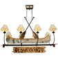 Meyda Lighting Personalized 50" 8-Light Wrought Iron Canoe Chandelier With Beige Textrene Shade