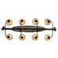 Meyda Lighting Personalized 50" 8-Light Wrought Iron Canoe Chandelier With Beige Textrene Shade