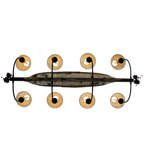 Meyda Lighting Personalized 50" 8-Light Wrought Iron Canoe Chandelier With Beige Textrene Shade
