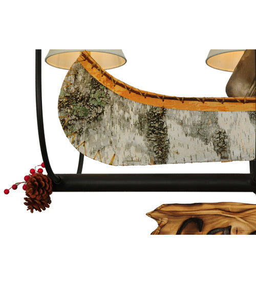 Meyda Lighting Personalized 50" 8-Light Wrought Iron Canoe Chandelier With Beige Textrene Shade