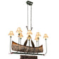 Meyda Lighting Personalized 51" 8-Light Antique Copper & Tarnished Copper Canoe Chandelier With Beige Textrene Shade