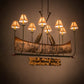 Meyda Lighting Personalized 51" 8-Light Antique Copper & Tarnished Copper Canoe Chandelier With Beige Textrene Shade