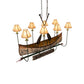 Meyda Lighting Personalized 51" 8-Light Antique Copper & Tarnished Copper Canoe Chandelier With Beige Textrene Shade
