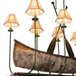 Meyda Lighting Personalized 51" 8-Light Antique Copper & Tarnished Copper Canoe Chandelier With Beige Textrene Shade