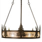 Meyda Lighting Personalized 52" 24-Light Antique Copper Waldheim Inverted Pendant Light With Silver Mica Shade Glass