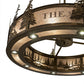 Meyda Lighting Personalized 52" 24-Light Antique Copper Waldheim Inverted Pendant Light With Silver Mica Shade Glass