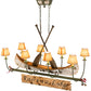 Meyda Lighting Personalized 52" 8-Light Tarnished Copper Canoe Island Chandelier With Brown Textrene Shade