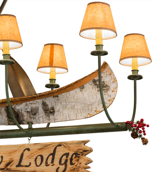 Meyda Lighting Personalized 52" 8-Light Tarnished Copper Canoe Island Chandelier With Brown Textrene Shade