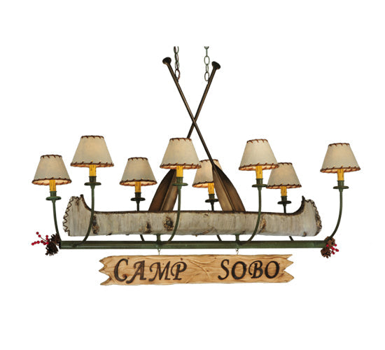 Meyda Lighting Personalized 52" 8-Light Tarnished Copper Chandelier With Beige Fabric Shade