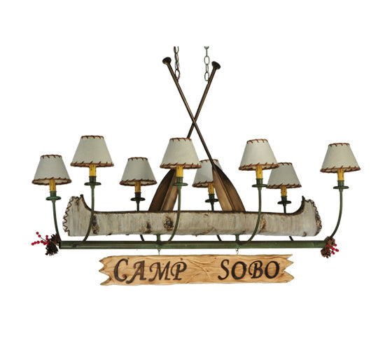 Meyda Lighting Personalized 52" 8-Light Tarnished Copper Chandelier With Beige Fabric Shade