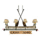 Meyda Lighting Personalized 52" 8-Light Tarnished Copper Chandelier With Beige Fabric Shade