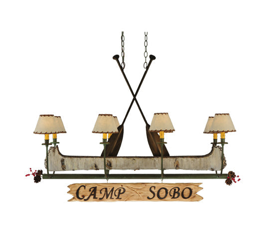 Meyda Lighting Personalized 52" 8-Light Tarnished Copper Chandelier With Beige Fabric Shade
