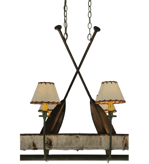 Meyda Lighting Personalized 52" 8-Light Tarnished Copper Chandelier With Beige Fabric Shade