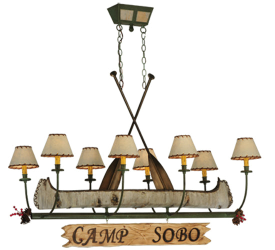 Meyda Lighting Personalized 52" 8-Light Tarnished Copper Chandelier With Beige Fabric Shade