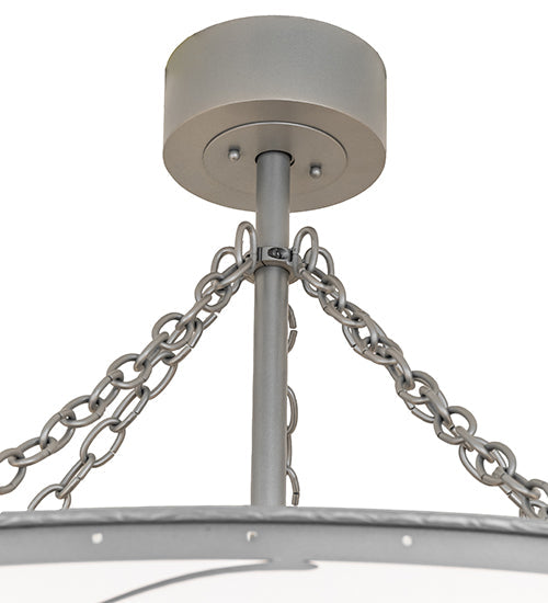 Meyda Lighting Personalized 55" 15-Light Nickel Silver Valenti's Chandelier With White Textrene Shade and Fan