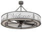Meyda Lighting Personalized 55" 15-Light Nickel Silver Valenti's Chandelier With White Textrene Shade and Fan