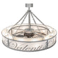 Meyda Lighting Personalized 55" 15-Light Nickel Silver Valenti's Chandelier With White Textrene Shade and Fan
