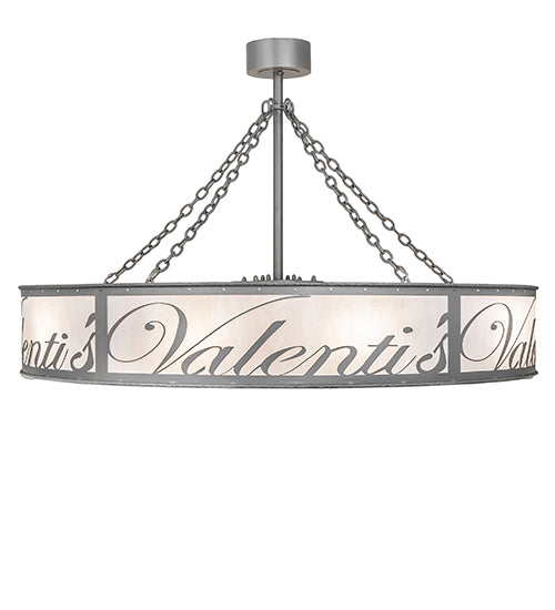 Meyda Lighting Personalized 55" 15-Light Nickel Silver Valenti's Chandelier With White Textrene Shade and Fan