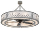 Meyda Lighting Personalized 55" 15-Light Nickel Silver Valenti's Chandelier With White Textrene Shade and Fan