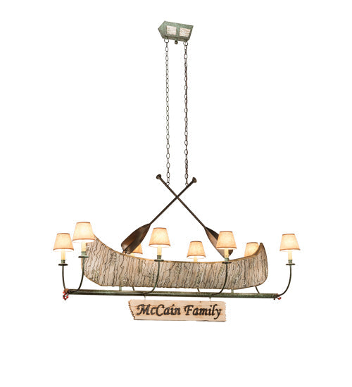 Meyda Lighting Personalized 57" 8-Light Antique Copper Canoe Chandelier With Taos Parchment Shade