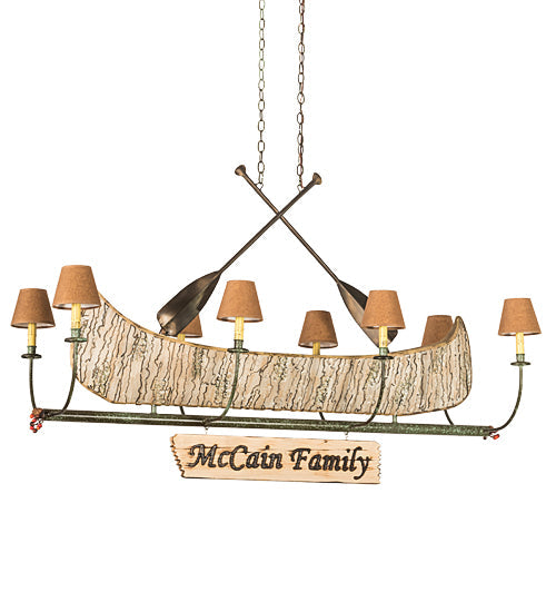 Meyda Lighting Personalized 57" 8-Light Antique Copper Canoe Chandelier With Taos Parchment Shade
