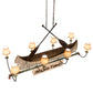 Meyda Lighting Personalized 57" 8-Light Antique Copper Canoe Chandelier With Taos Parchment Shade