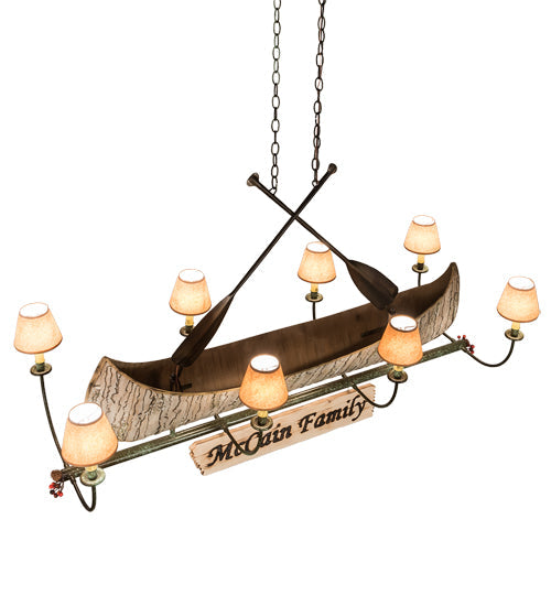 Meyda Lighting Personalized 57" 8-Light Antique Copper Canoe Chandelier With Taos Parchment Shade