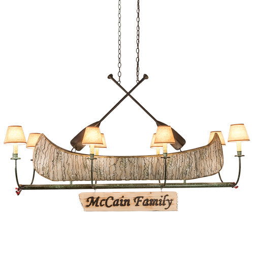 Meyda Lighting Personalized 57" 8-Light Antique Copper Canoe Chandelier With Taos Parchment Shade