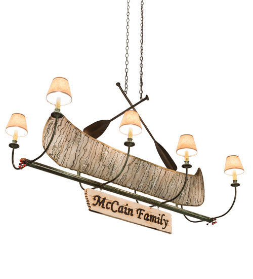 Meyda Lighting Personalized 57" 8-Light Antique Copper Canoe Chandelier With Taos Parchment Shade