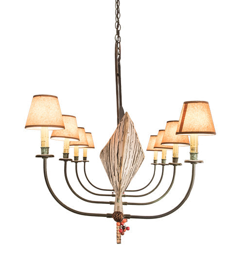 Meyda Lighting Personalized 57" 8-Light Antique Copper Canoe Chandelier With Taos Parchment Shade