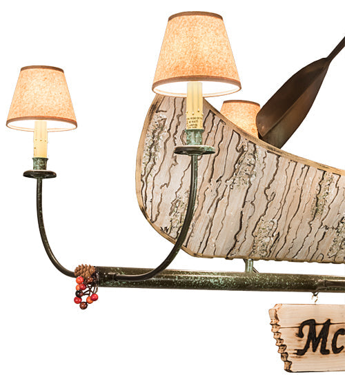 Meyda Lighting Personalized 57" 8-Light Antique Copper Canoe Chandelier With Taos Parchment Shade