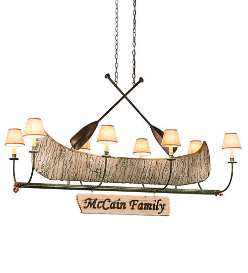 Meyda Lighting Personalized 57" 8-Light Antique Copper Canoe Chandelier With Taos Parchment Shade