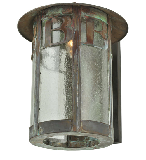 Meyda Lighting Personalized RC/EC 15" Vintage Copper Solid Mount Wall Sconce With Clear Seeded Shade Glass