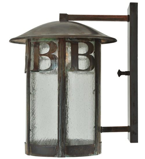 Meyda Lighting Personalized RC/EC 15" Vintage Copper Solid Mount Wall Sconce With Clear Seeded Shade Glass