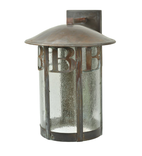 Meyda Lighting Personalized RC/EC 15" Vintage Copper Solid Mount Wall Sconce With Clear Seeded Shade Glass