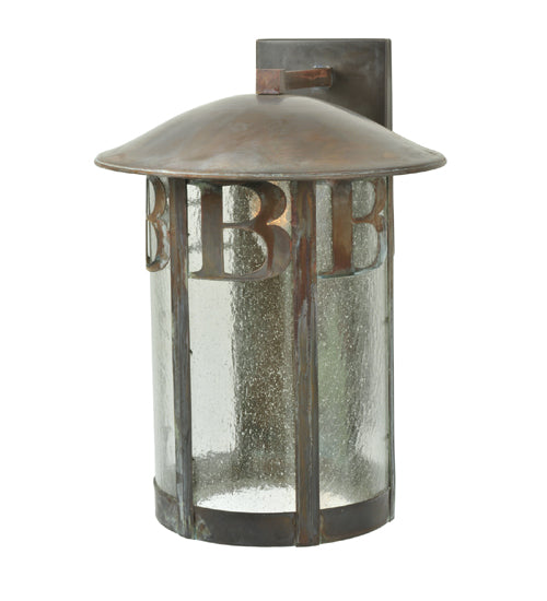 Meyda Lighting Personalized RC/EC 15" Vintage Copper Solid Mount Wall Sconce With Clear Seeded Shade Glass