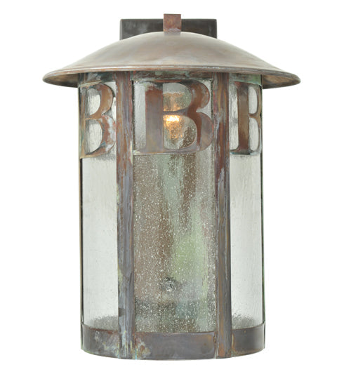 Meyda Lighting Personalized RC/EC 15" Vintage Copper Solid Mount Wall Sconce With Clear Seeded Shade Glass