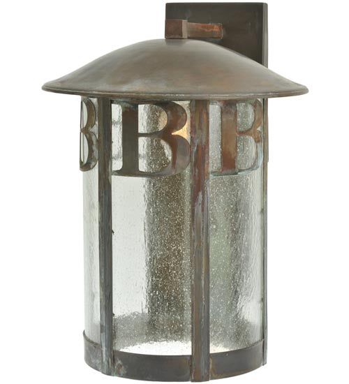 Meyda Lighting Personalized RC/EC 15" Vintage Copper Solid Mount Wall Sconce With Clear Seeded Shade Glass