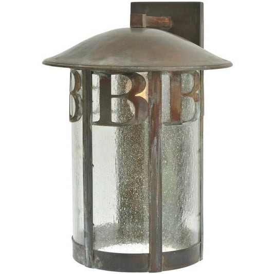 Meyda Lighting Personalized RC/EC 15" Vintage Copper Solid Mount Wall Sconce With Clear Seeded Shade Glass