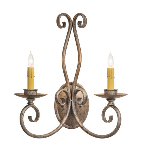 Meyda Lighting Phillipe 15" 2-Light Cornith Wall Sconce With Ivory Faux Candlelight